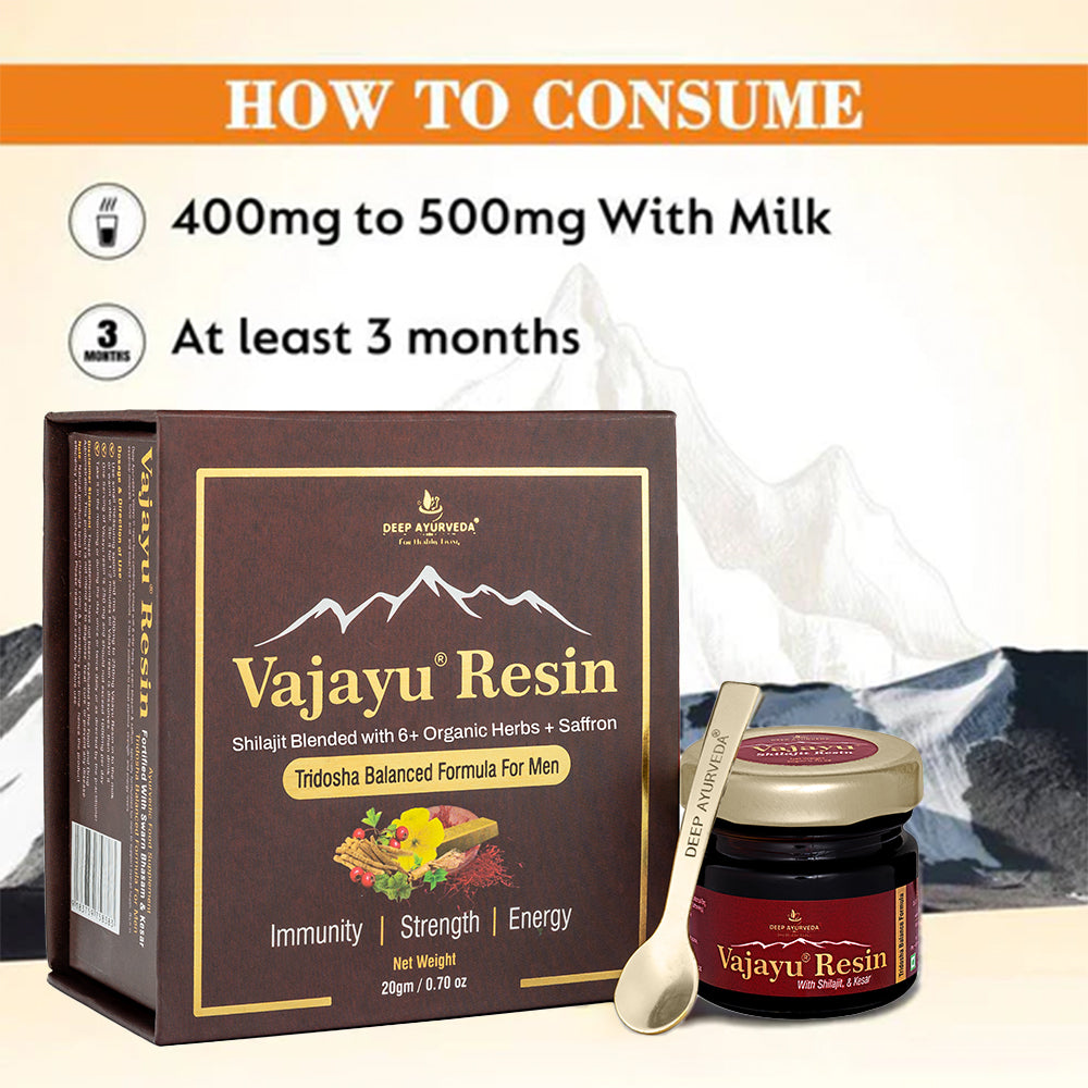 Vajayu® Pure Shilajit Resin for Men With Saffron for Extra Energy, Strength & Improved Stamina-20gm Pack
