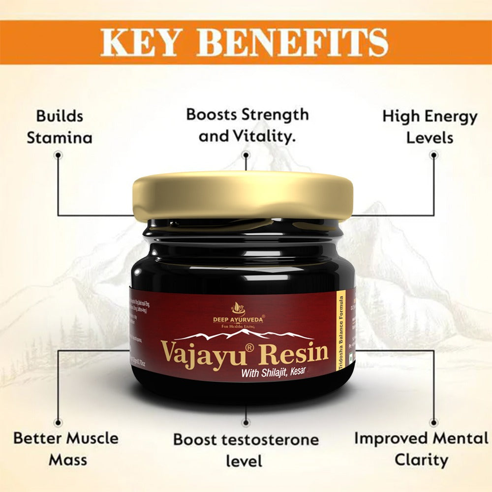 Vajayu® Pure Shilajit Resin for Men With Saffron for Extra Energy, Strength & Improved Stamina-20gm Pack